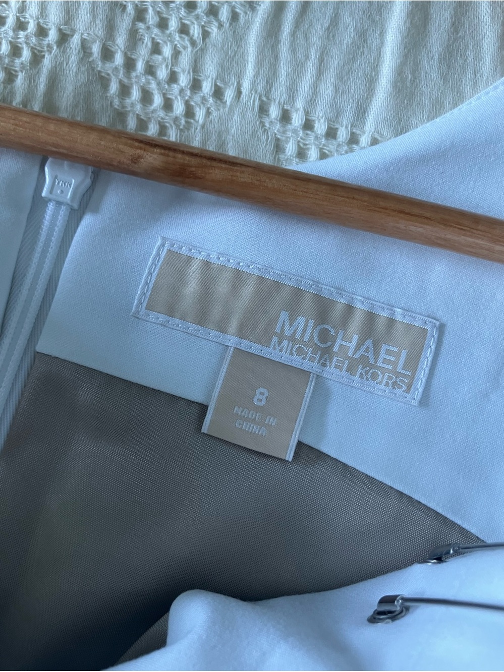 MICHAEL KORS White and Tan Sheath Dress Size 8 - Picture 10 of 11